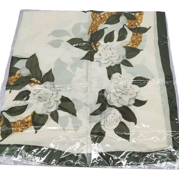Roizsx Fashion Head Scarf Square Satin for Hair Beach Print Flower White/Green - Picture 7 of 7